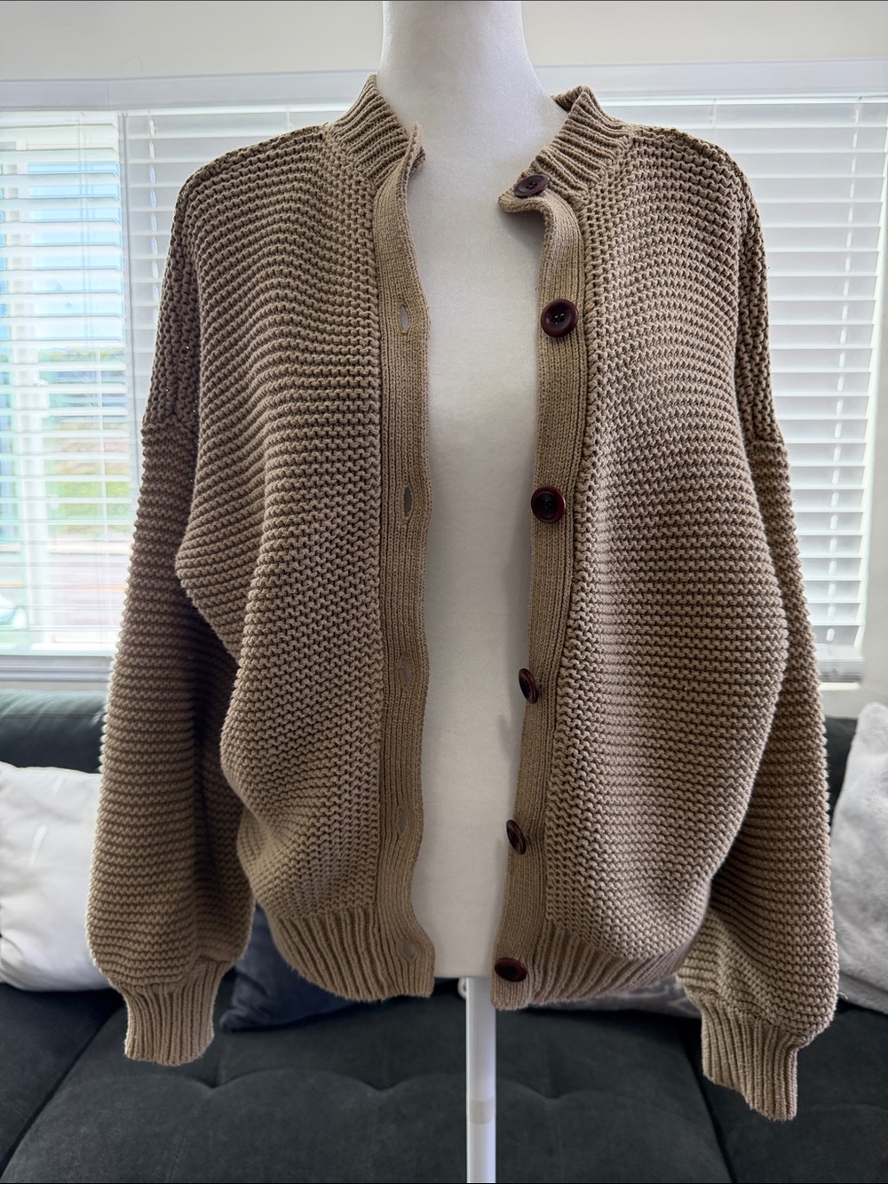 Alex Mill Button-Back Crewneck Sweater — Vintage Khaki Tan - Picture 10 of 13